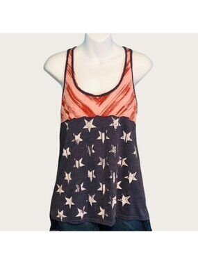 Roper Womens American Flag Racerback Tank Top Stars & Stripes Size Medium
